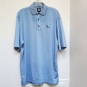 🏠  Footjoy Men's Blue White Polo Golf Short Sleeve Size Medium
